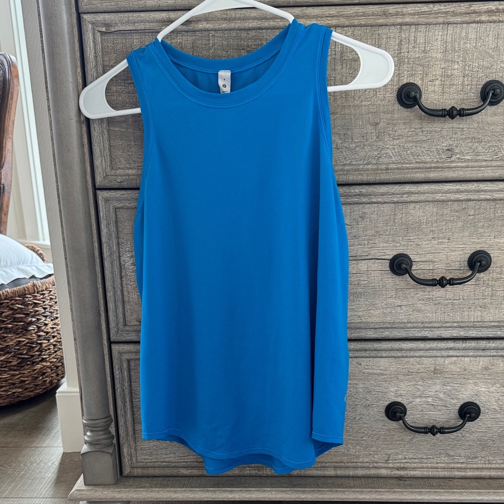 LULULEMON~size 6~EUC~High Neck Running & Training Tank Top~Blue/Poolside